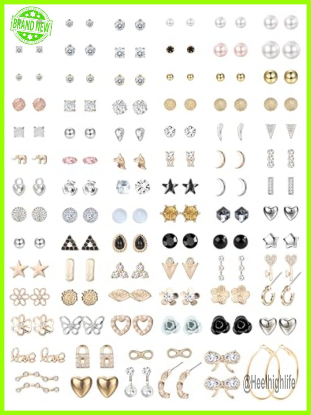 81 Pair Stud Earring Set Stainless Steel Sensitive Ears